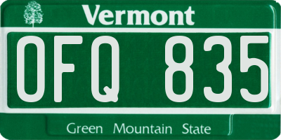 VT license plate OFQ835