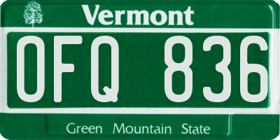 VT license plate OFQ836