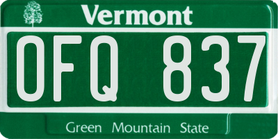 VT license plate OFQ837