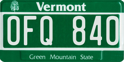 VT license plate OFQ840