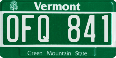 VT license plate OFQ841