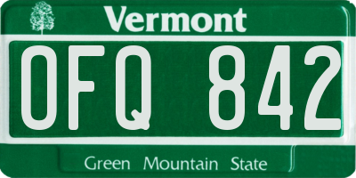 VT license plate OFQ842