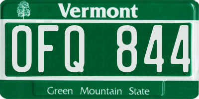VT license plate OFQ844