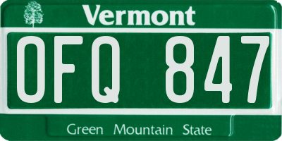 VT license plate OFQ847
