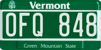 VT license plate OFQ848
