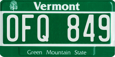 VT license plate OFQ849