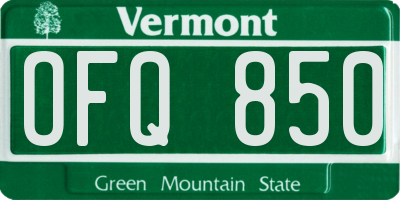 VT license plate OFQ850