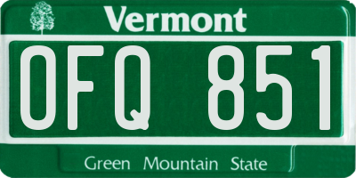 VT license plate OFQ851