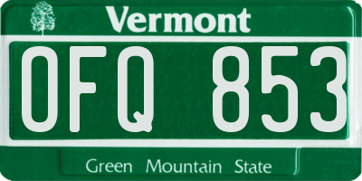 VT license plate OFQ853