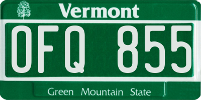 VT license plate OFQ855
