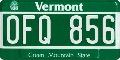 VT license plate OFQ856