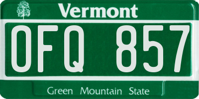 VT license plate OFQ857