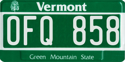 VT license plate OFQ858