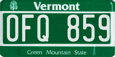 VT license plate OFQ859