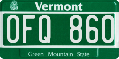 VT license plate OFQ860