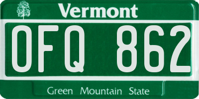 VT license plate OFQ862