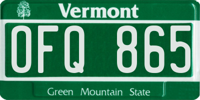 VT license plate OFQ865