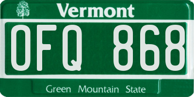 VT license plate OFQ868
