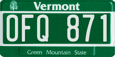 VT license plate OFQ871