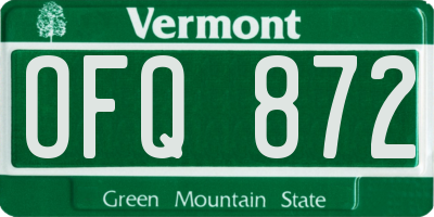 VT license plate OFQ872