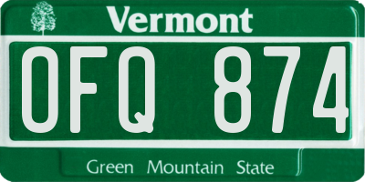 VT license plate OFQ874