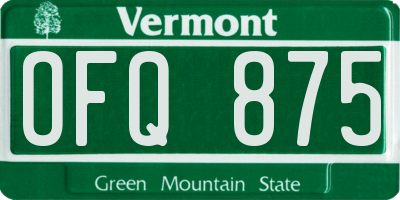 VT license plate OFQ875