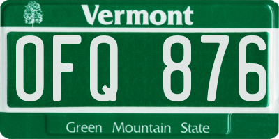 VT license plate OFQ876