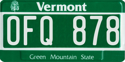 VT license plate OFQ878
