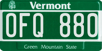 VT license plate OFQ880