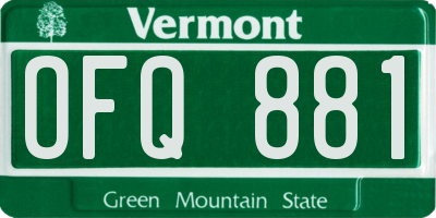 VT license plate OFQ881