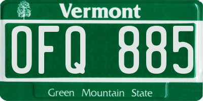 VT license plate OFQ885