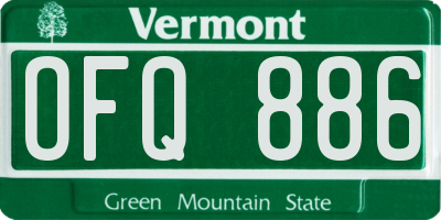 VT license plate OFQ886