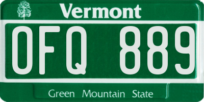 VT license plate OFQ889
