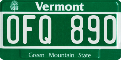 VT license plate OFQ890