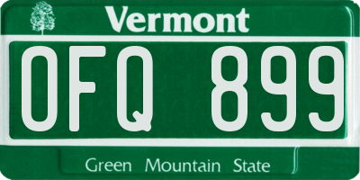 VT license plate OFQ899