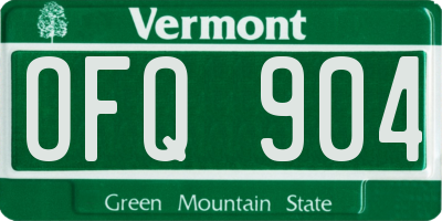 VT license plate OFQ904