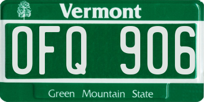 VT license plate OFQ906