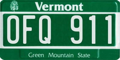 VT license plate OFQ911