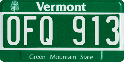 VT license plate OFQ913