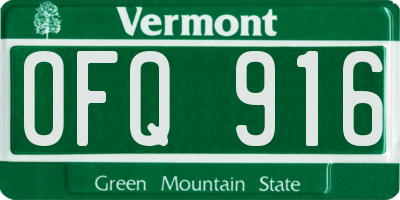 VT license plate OFQ916