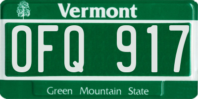 VT license plate OFQ917