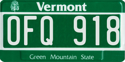 VT license plate OFQ918
