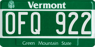 VT license plate OFQ922