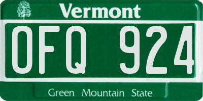 VT license plate OFQ924