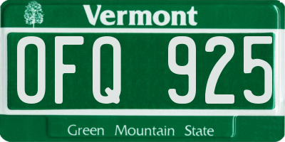 VT license plate OFQ925