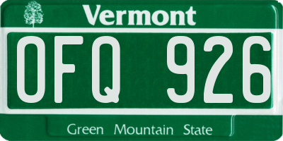 VT license plate OFQ926