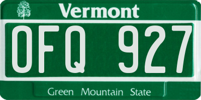 VT license plate OFQ927