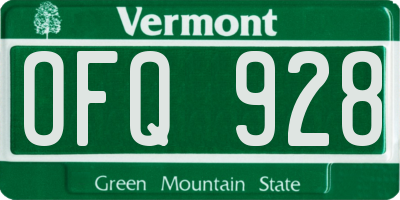 VT license plate OFQ928