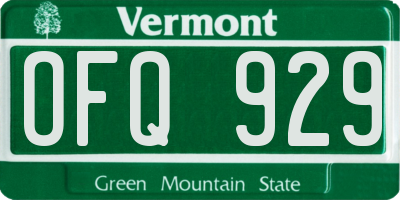VT license plate OFQ929