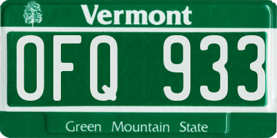 VT license plate OFQ933